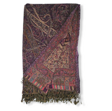 Bild in Galerie-Viewer laden, Burgunder & Beige Wolldecke