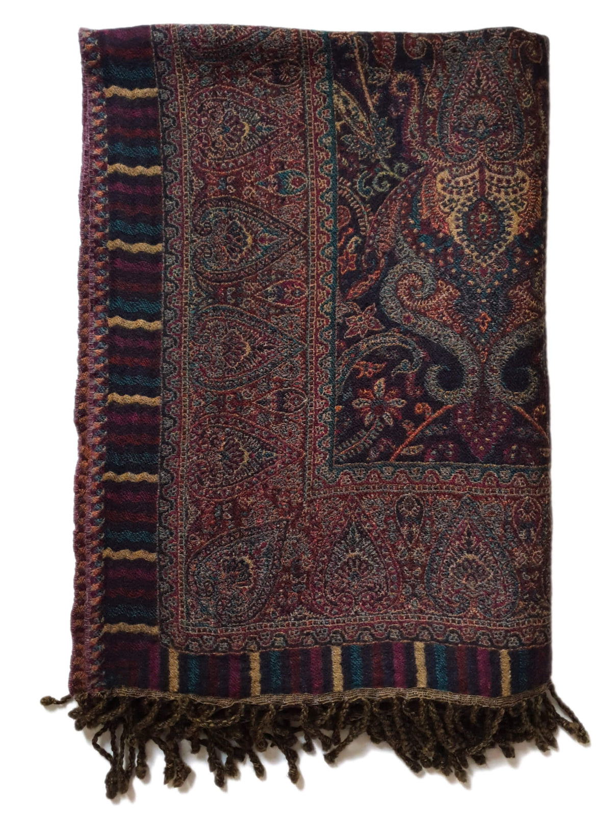 Paisley Schwarzblau-Terracotta Wolldecke