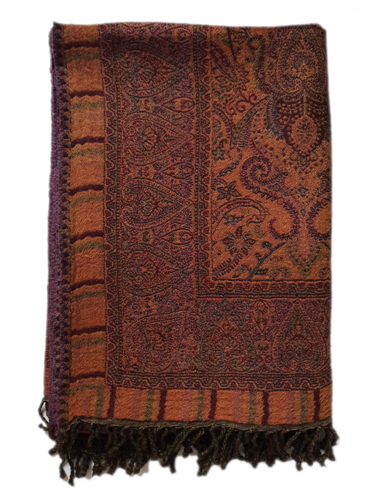 Paisley Schwarzblau-Terracotta Wolldecke