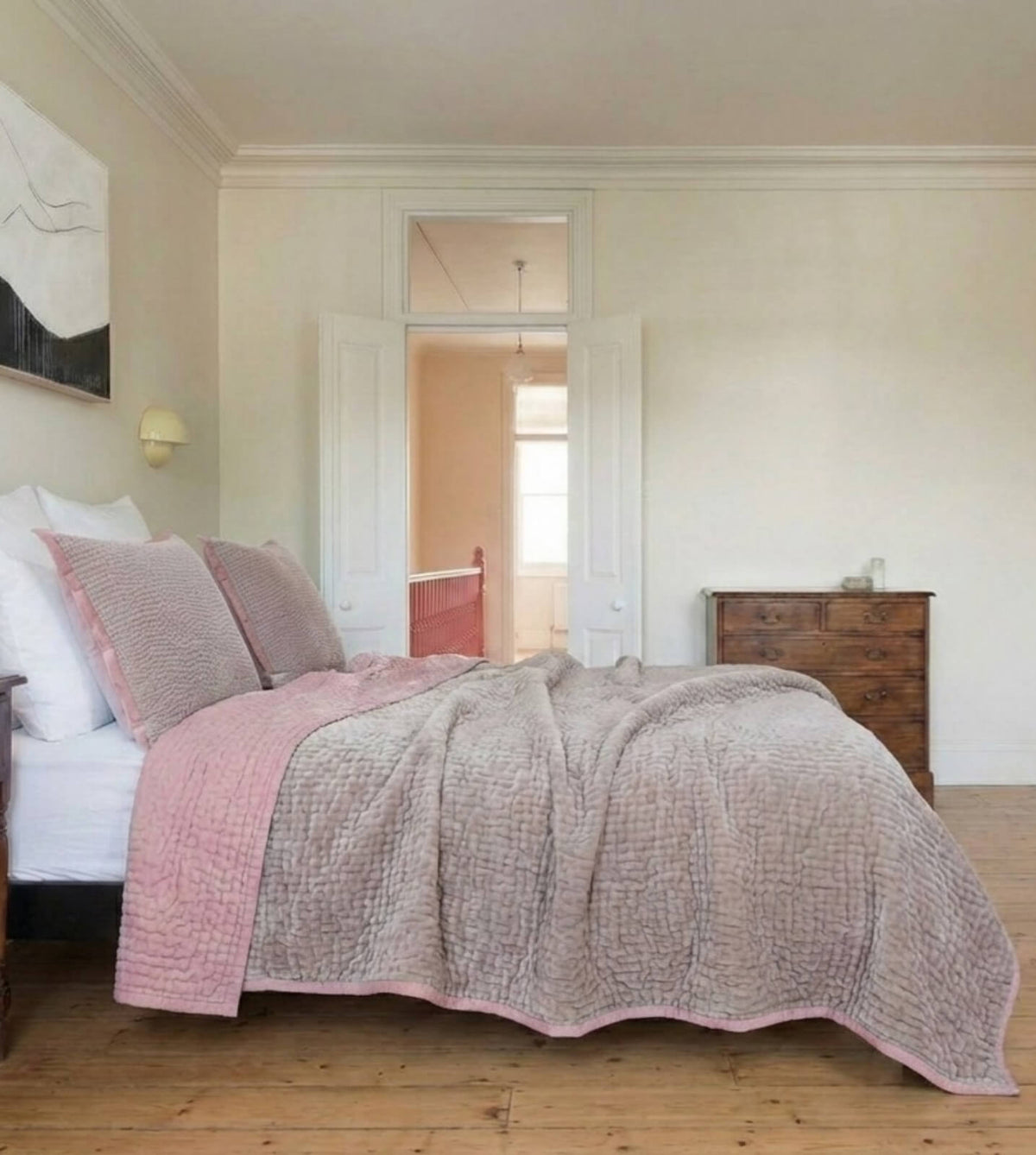 Blush Rose Velvet Reversible Quilt