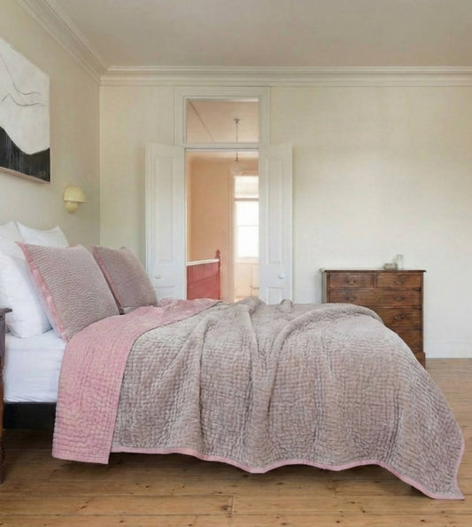 Blush Rose Velvet Reversible Quilt