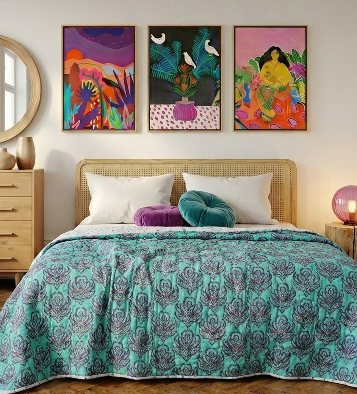 Pink Lotus reversible quilt