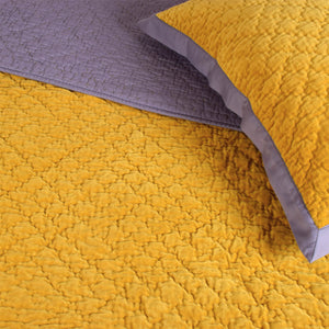 Kurkuma Lilac Samt Wende-Decke