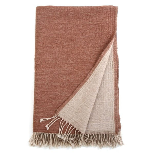 Plaid en Laine Camel & Crème