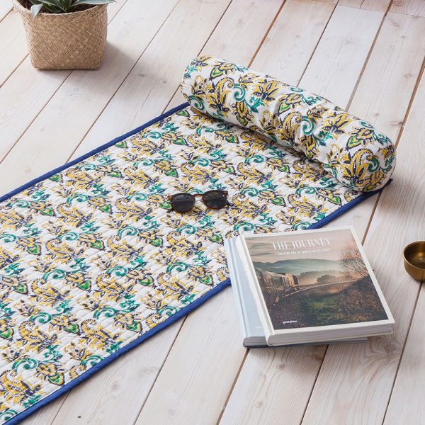 Tapis de plage en chintz bleu